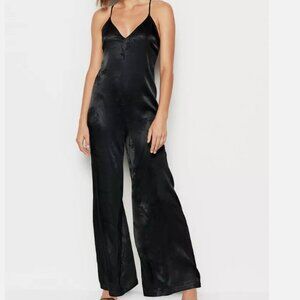 VICTORIA'S SECRET Deep V Cross Back Floral Jumpsuit One Piece Black Small